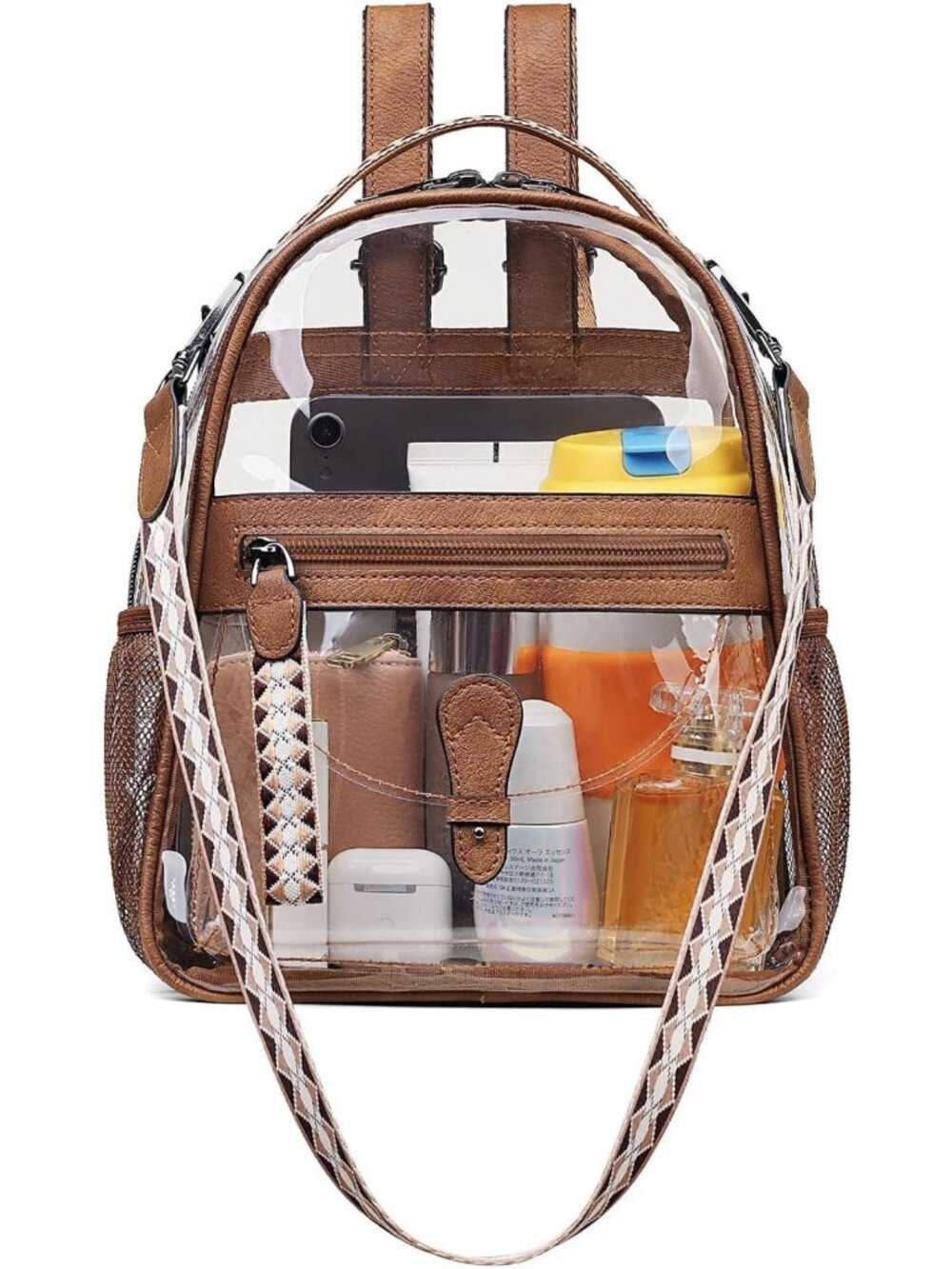 Stylish Clear Mini Backpack Purse for Women, Transparent Stadium-Approved